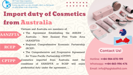 cosmetics import duty to Vietnam from Australia