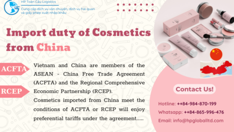 cosmetics import duty to Vietnam from China