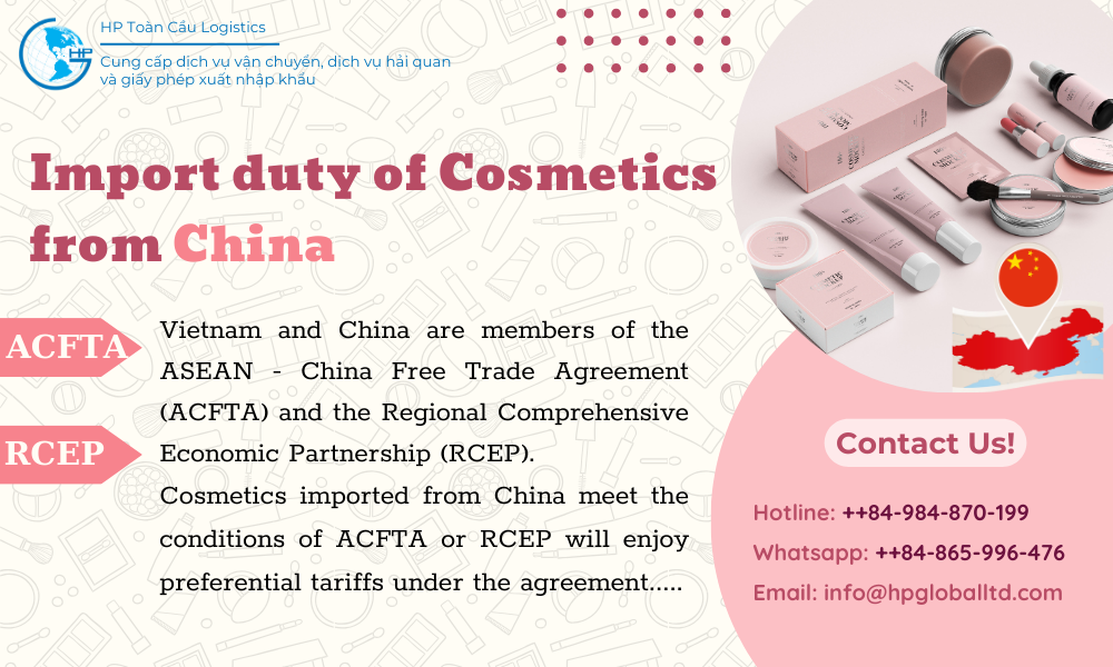 cosmetics import duty to Vietnam from China