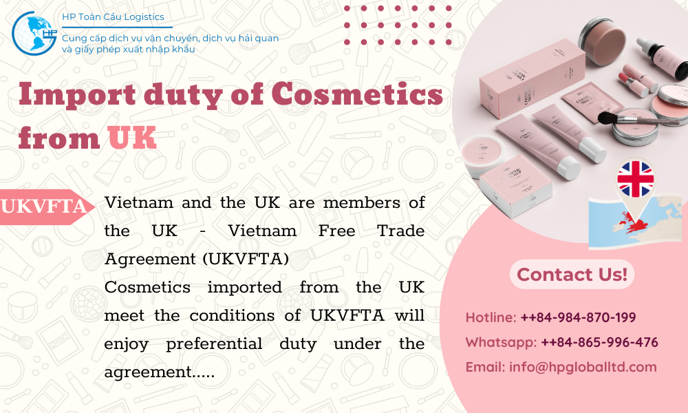 cosmetics import duty to Vietnam from UK