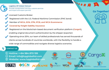 Logistics HP Global Vietnam - Freight forwarder, Customs Broker and Vietnam Import/export license