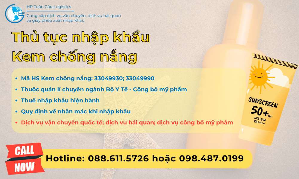 Thủ tục và thuế nhập khẩu Kem chống nắng
