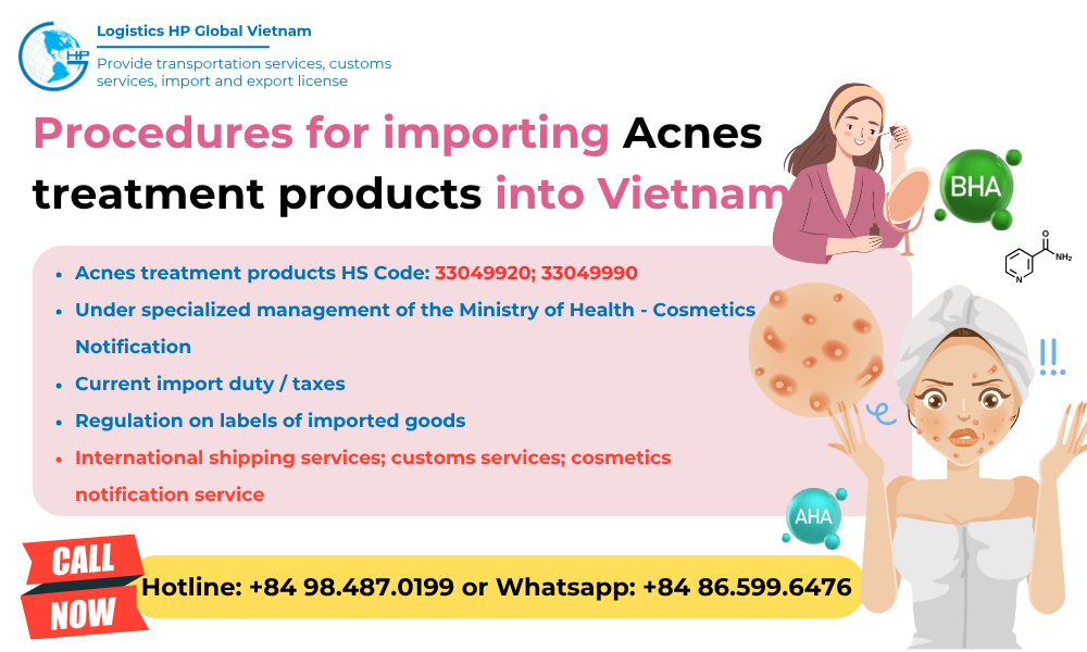 Import duty and procedures Acnes treatment products Vietnam