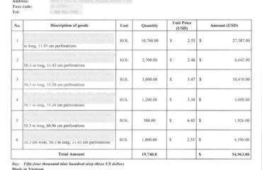 Commercial invoice - Export