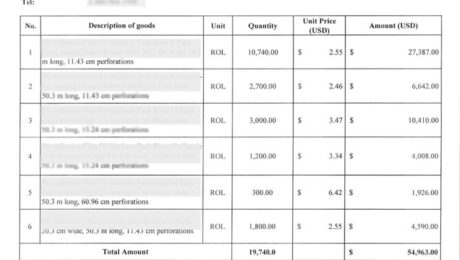 Commercial invoice - Export