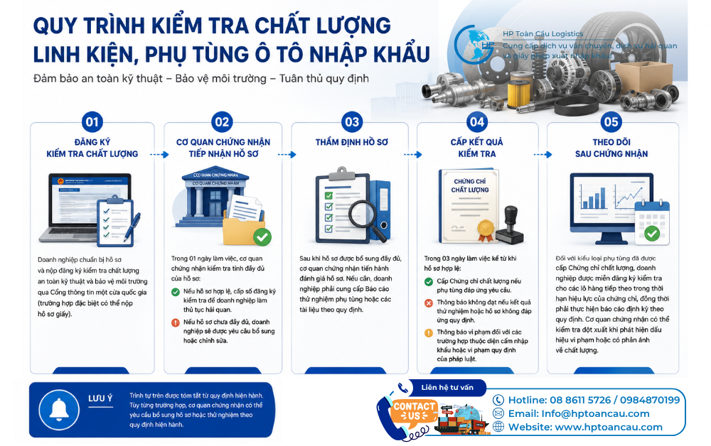 Quy trình kiểm tra chất lượng linh kiện phụ tùng ô tô nhập khẩu tại Việt Nam