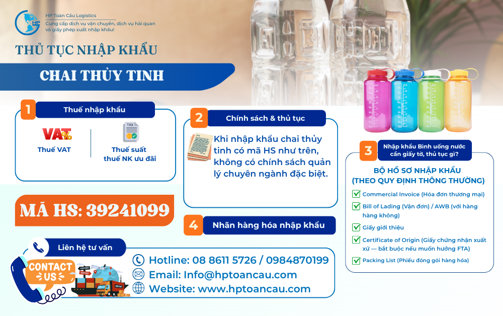 Thủ tục nhập khẩu chai thủy tinh mới nhất