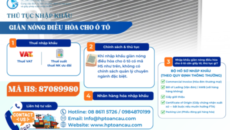 Chi tiết thủ tục và thuế, HS code giàn nóng điều hòa cho ô tô